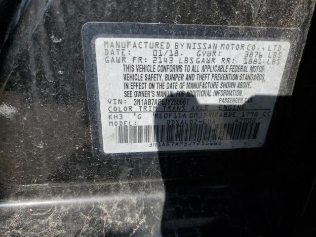 3N1AB7AP5JY255661 - 2018 NISSAN SENTRA S BLACK photo 12