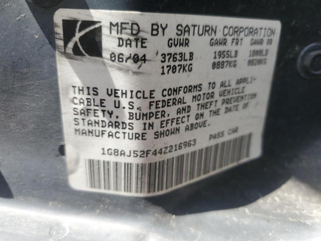 1G8AJ52F44Z216963 - 2004 SATURN ION LEVEL 2 ვერცხლისფერი ფოტო 12
