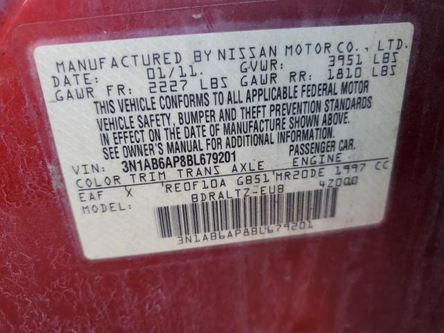 3N1AB6AP8BL679201 - 2011 NISSAN SENTRA 2.0 BURGUNDY photo 13