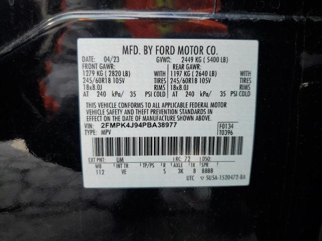 2FMPK4J94PBA38977 - 2023 FORD EDGE SEL BLACK photo 13