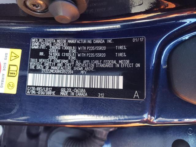 2T2ZZMCA9HC052264 - 2017 LEXUS RX 350 BASE BLUE photo 12