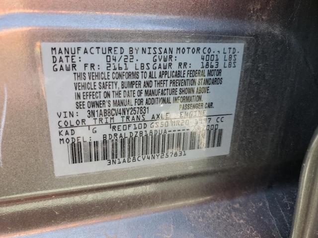 3N1AB8CV4NY257831 - 2022 NISSAN SENTRA SV GRAY photo 12