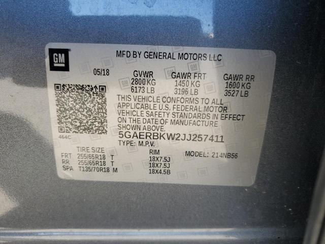 5GAERBKW2JJ257411 - 2018 BUICK ENCLAVE ESSENCE ნაცრისფერი ფოტო 12