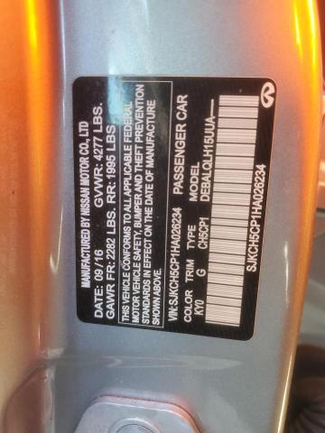 SJKCH5CP1HA026234 - 2017 INFINITI QX30 BASE SILVER photo 13