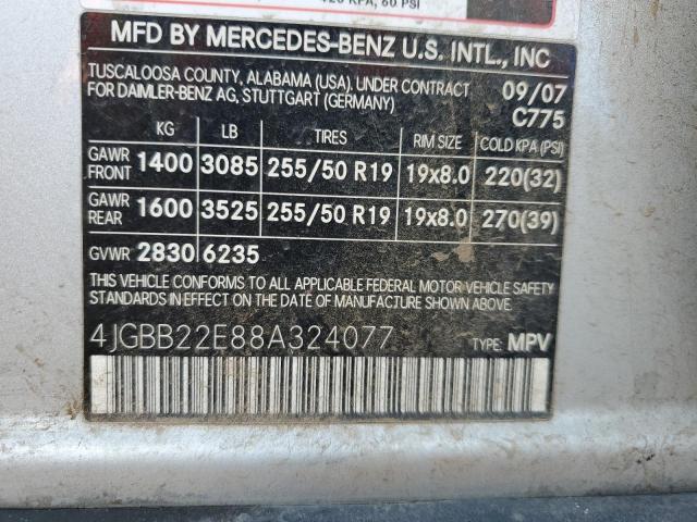 4JGBB22E88A324077 - 2008 MERCEDES-BENZ ML 320 CDI GRAY photo 12