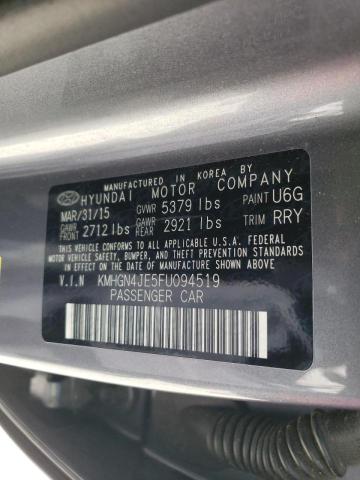 KMHGN4JE5FU094519 - 2015 HYUNDAI GENESIS 3.8L GRAY photo 12