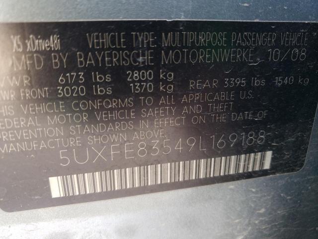 5UXFE83549L169188 - 2009 BMW X5 XDRIVE48I GRAY photo 13