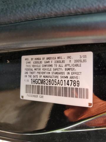 1HGCM82605A014789 - 2005 HONDA ACCORD EX BLACK photo 12