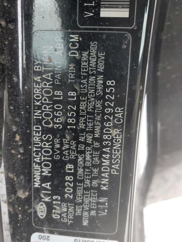 KNADM4A38D6292258 - 2013 KIA RIO LX BLACK photo 12