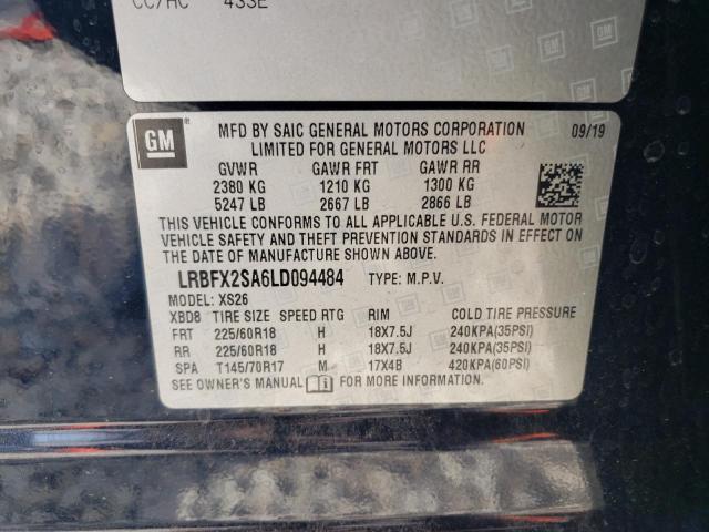 LRBFX2SA6LD094484 - 2020 BUICK ENVISION ESSENCE BLACK photo 14