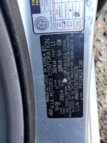 KNAFE121675380219 - 2007 KIA SPECTRA EX SILVER photo 12