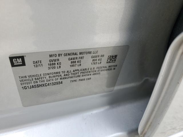 1G1JA5SHXC4132934 - 2012 CHEVROLET SONIC LS 银色 照片 12