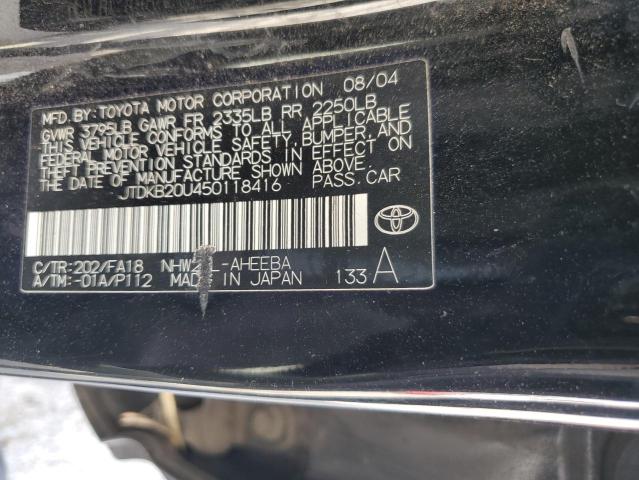 JTDKB20U450118416 - 2005 TOYOTA PRIUS BLACK photo 12