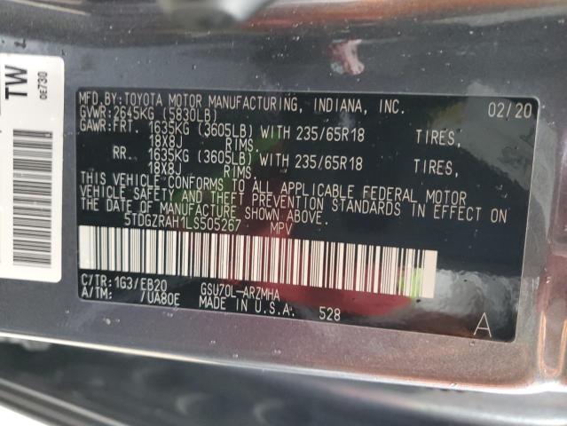 5TDGZRAH1LS505267 - 2020 TOYOTA HIGHLANDER XLE 灰色 照片 14