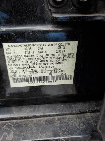 1N4AA51E69C806192 - 2009 NISSAN MAXIMA S BLACK photo 12