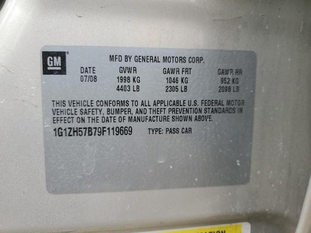 1G1ZH57B79F119669 - 2009 CHEVROLET MALIBU 1LT 金色 照片 13