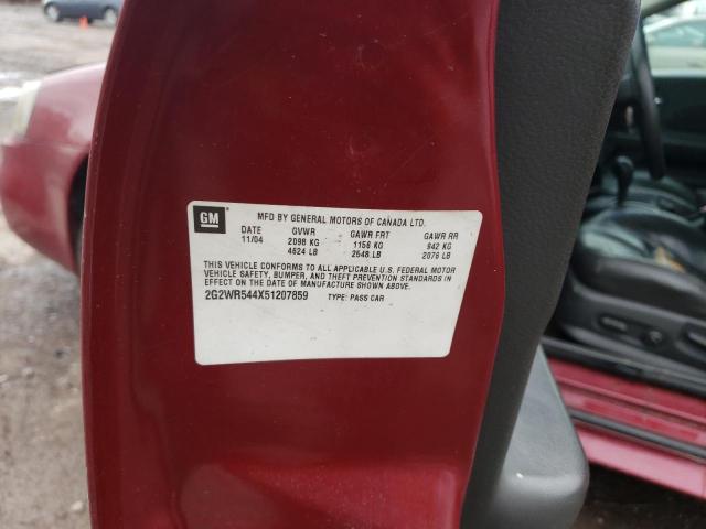 2G2WR544X51207859 - 2005 PONTIAC GRAND PRIX GTP MAROON photo 12