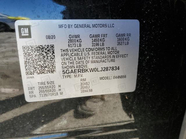 5GAERBKW0LJ287834 - 2020 BUICK ENCLAVE ESSENCE შავი ფოტო 14