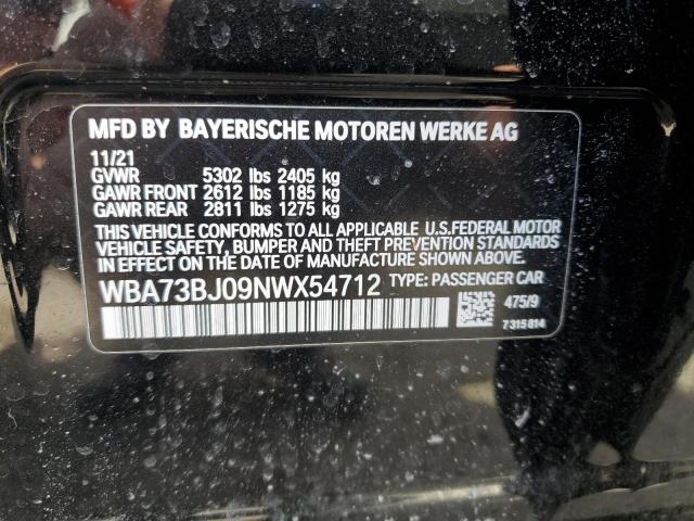 WBA73BJ09NWX54712 - 2022 BMW 540 XI BLACK photo 12