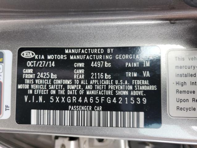 5XXGR4A65FG421539 - 2015 KIA OPTIMA SX GRAY photo 13