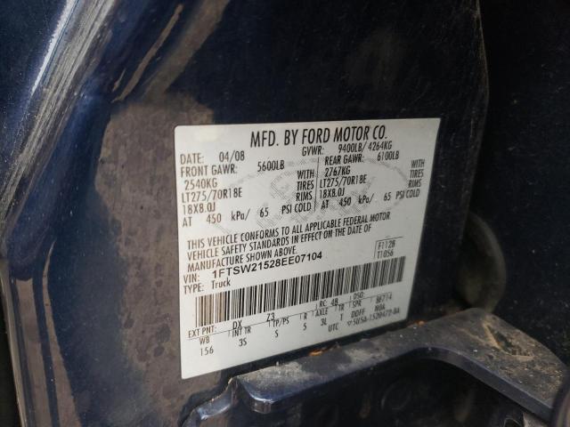 1FTSW21528EE07104 - 2008 FORD F250 SUPER DUTY BLUE photo 12