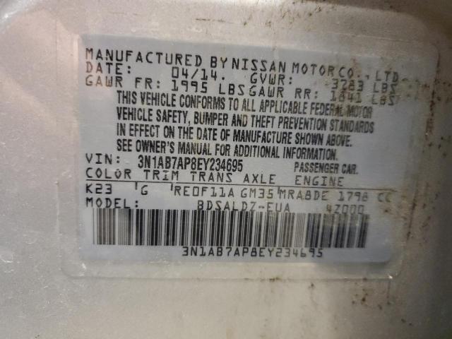 3N1AB7AP8EY234695 - 2014 NISSAN SENTRA S SILVER photo 12