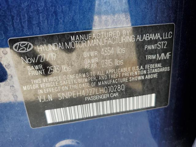 5NPEH4J27LH010280 - 2020 HYUNDAI SONATA LIMITED BLUE photo 13