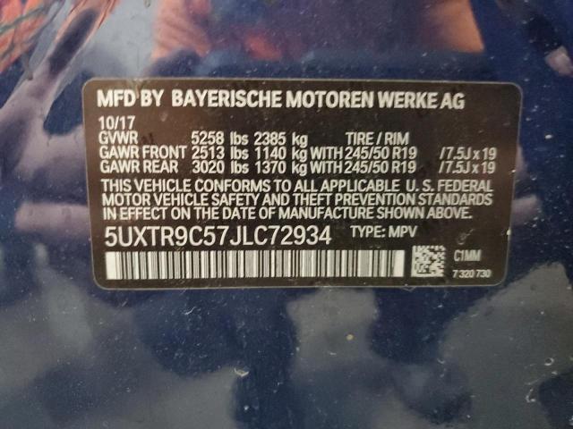 5UXTR9C57JLC72934 - 2018 BMW X3 XDRIVE30I BLUE photo 13