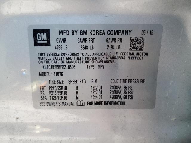 KL4CJBSB8FB218506 - 2015 BUICK ENCORE CONVENIENCE 银色 照片 13