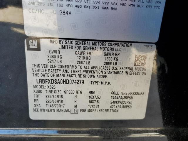 LRBFXDSA0HD074279 - 2017 BUICK ENVISION ESSENCE Սև լուսանկար 13