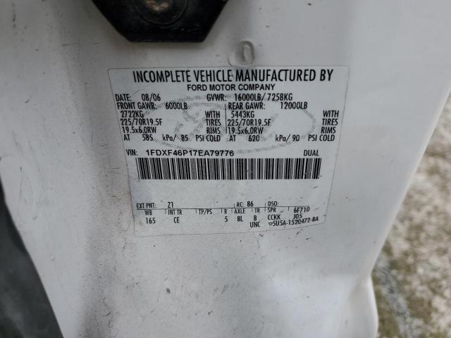 1FDXF46P17EA79776 - 2007 FORD F450 SUPER DUTY WHITE photo 10