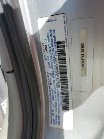 3VWDC21V92M806057 - 2002 VOLKSWAGEN CABRIO GLX SILVER photo 12