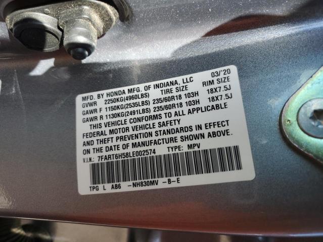 7FART6H58LE002574 - 2020 HONDA CR-V EX GRAY photo 12