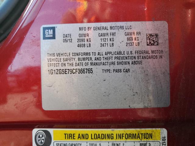 1G1ZG5E79CF366765 - 2012 CHEVROLET MALIBU LTZ წითელი ფოტო 13