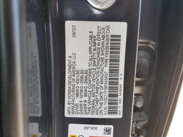 1HGCY1F39PA054027 - 2023 HONDA ACCORD EX GRAY photo 12