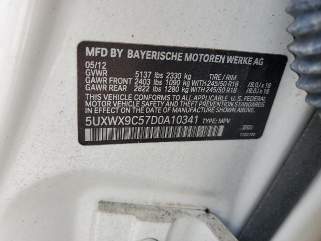 5UXWX9C57D0A10341 - 2013 BMW X3 XDRIVE28I WHITE photo 13