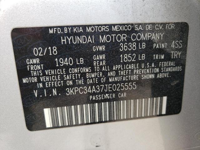 3KPC34A37JE025555 - 2018 HYUNDAI ACCENT LIMITED SILVER photo 12