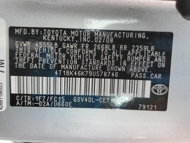 4T1BK46K79U578746 - 2009 TOYOTA CAMRY SE SILVER photo 12