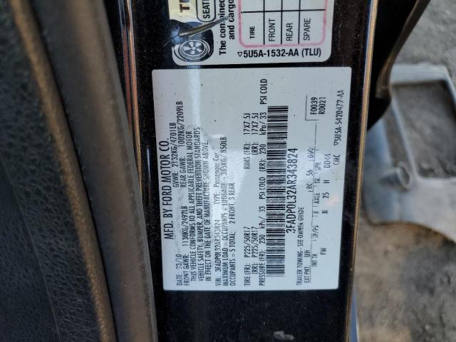 3FADP0L32AR343824 - 2010 FORD FUSION HYBRID BLACK photo 12