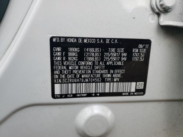 3CZRU6H79JM704562 - 2018 HONDA HR-V EXL WHITE photo 13