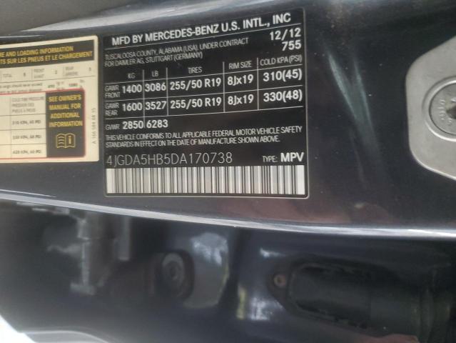 4JGDA5HB5DA170738 - 2013 MERCEDES-BENZ ML 350 4MATIC GRAY photo 13