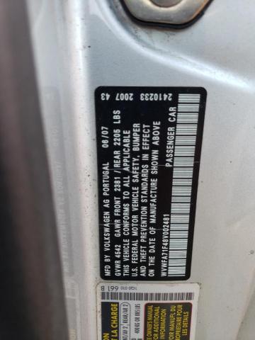 WVWFA71F48V002481 - 2008 VOLKSWAGEN EOS LUX 银色 照片 12