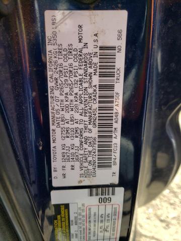 5TEUU42NX7Z437956 - 2007 TOYOTA TACOMA ACCESS CAB ლურჯი ფოტო 12