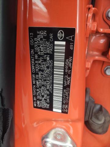 JTDKDTB36D1037625 - 2013 TOYOTA PRIUS C ORANGE photo 12