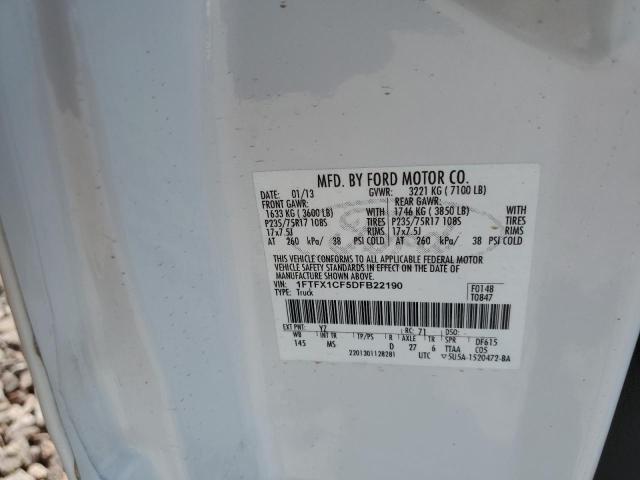 1FTFX1CF5DFB22190 - 2013 FORD F150 SUPER CAB WHITE photo 12