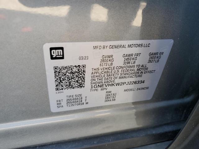 1GNEVHKW2PJ226334 - 2023 CHEVROLET TRAVERSE LT GRAY photo 12