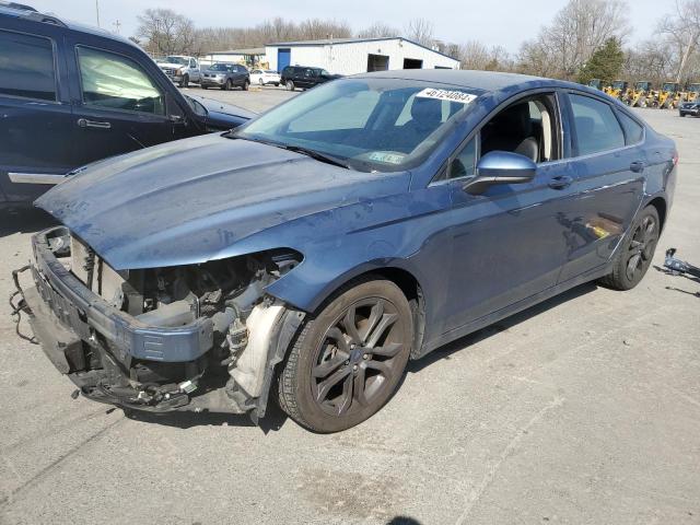 3FA6P0HD9JR145610 - 2018 FORD FUSION SE BLUE photo 1