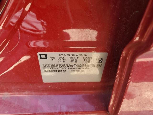 1G1JC5SH0F4159221 - 2015 CHEVROLET SONIC LT RED photo 12