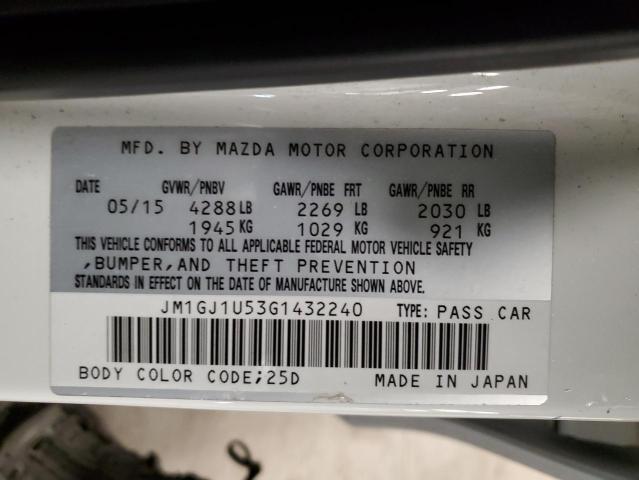 JM1GJ1U53G1432240 - 2016 MAZDA 6 SPORT WHITE photo 12