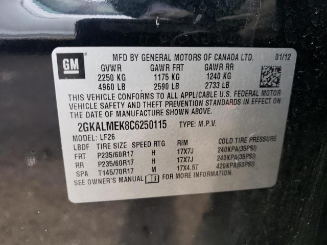 2GKALMEK8C6250115 - 2012 GMC TERRAIN SLE BLACK photo 13